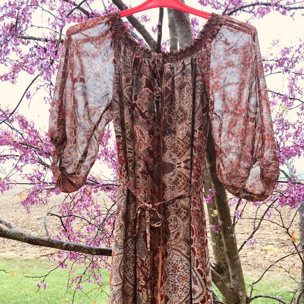 Zara Basic Orange Flower Print Dress